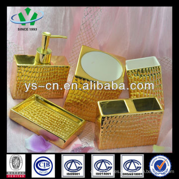 Baño de cerámica de lujo de oro conjunto de cromo, accesorios de baño caros, juegos de baño de oro